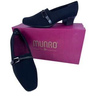 Munro Women's Cindi Black Stretch Fabric Shoes Heels Pumps Closed Toe Sz 8W